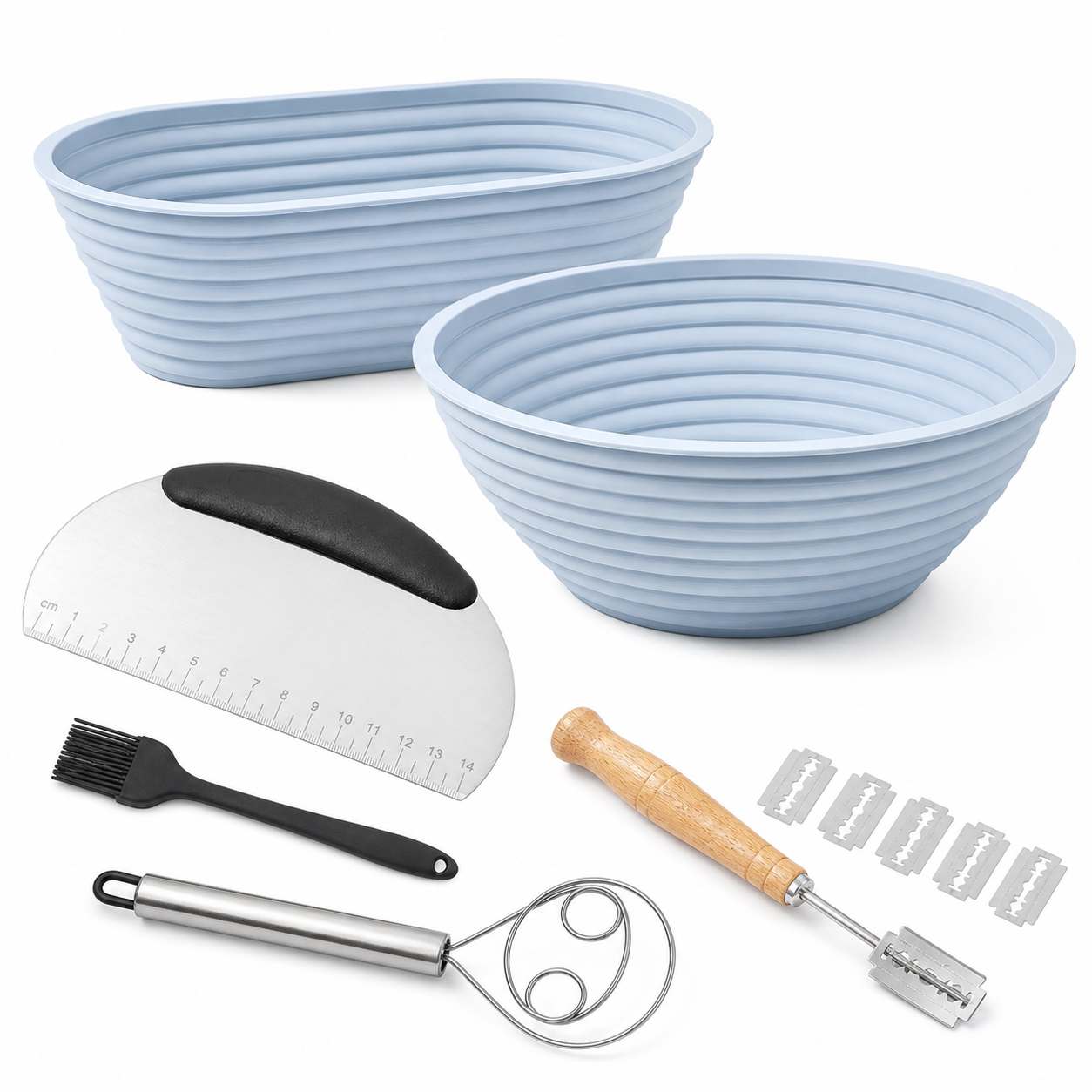 Banneton Bread Proofing Basket Set of 2 9 Inch Round & 10 Inch Oval Foldable Sourdough Proofing Basket